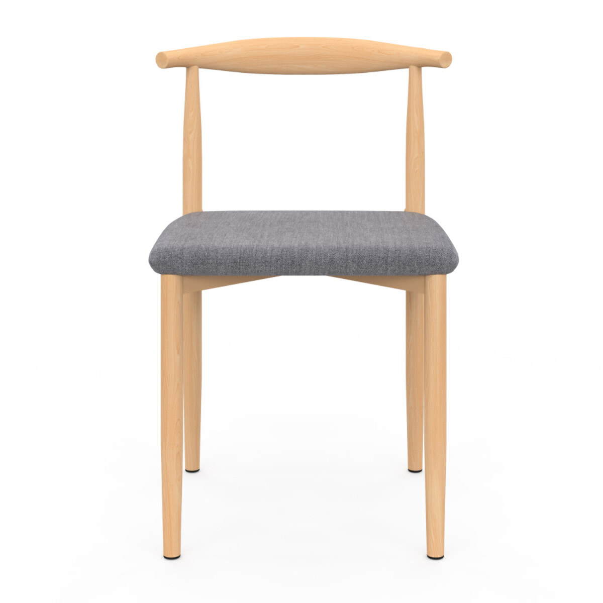 Chaises Adam tissu gris pieds effet bois - lot de 6