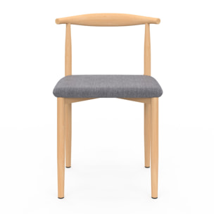 Chaises Adam tissu gris pieds effet bois - lot de 6
