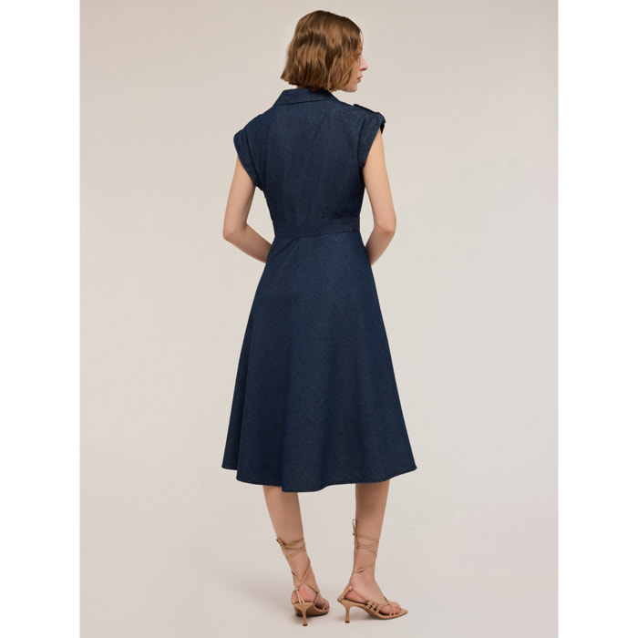 Motivi - Vestido camisero mezcla de lyocell - Azul