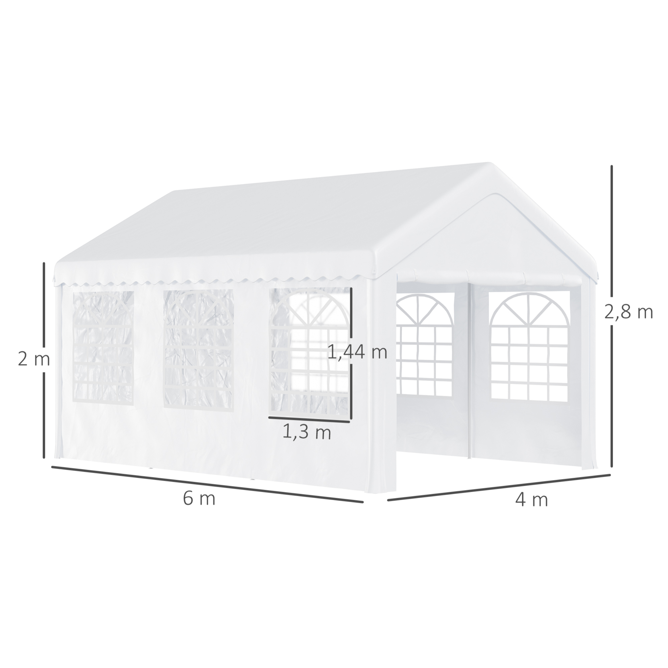 Pergola Carpa de Acero PE Tela de PE 6x4x2,8m Blanco