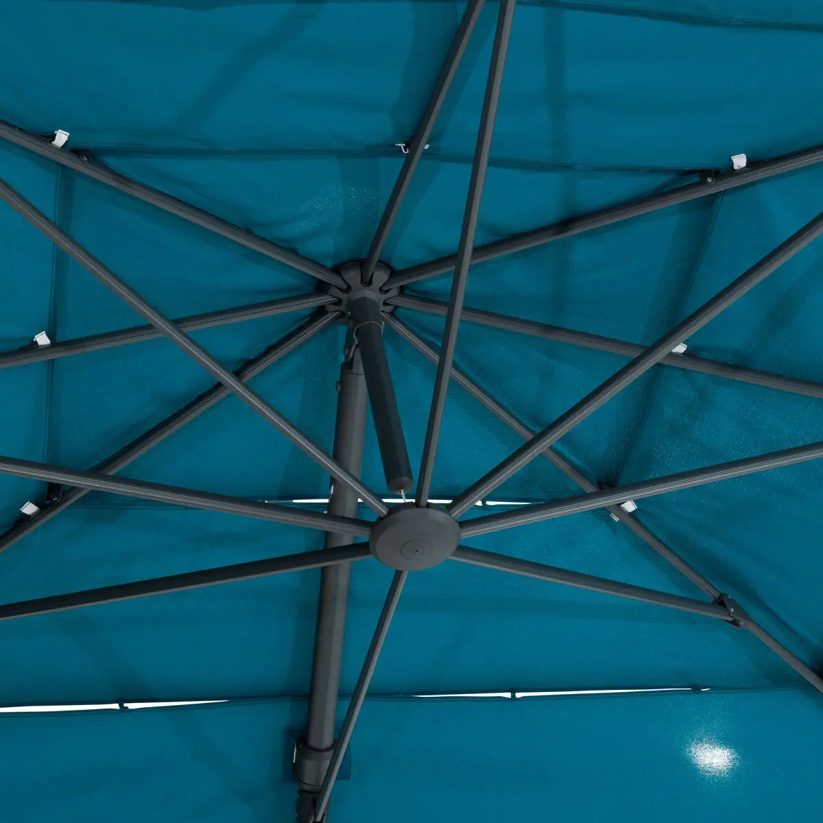 Parasol déporté rectangulaire multi-toile "Melhia" Bleu canard 4 x 3m en aluminium acier et oléfine