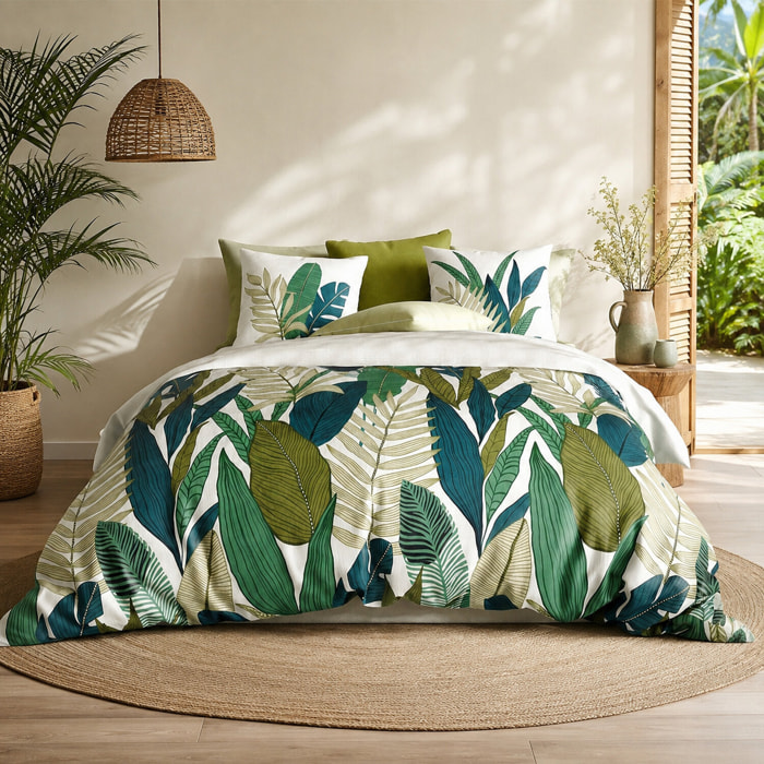 Parure housse de couette imprimé 100% coton - beleme - vert