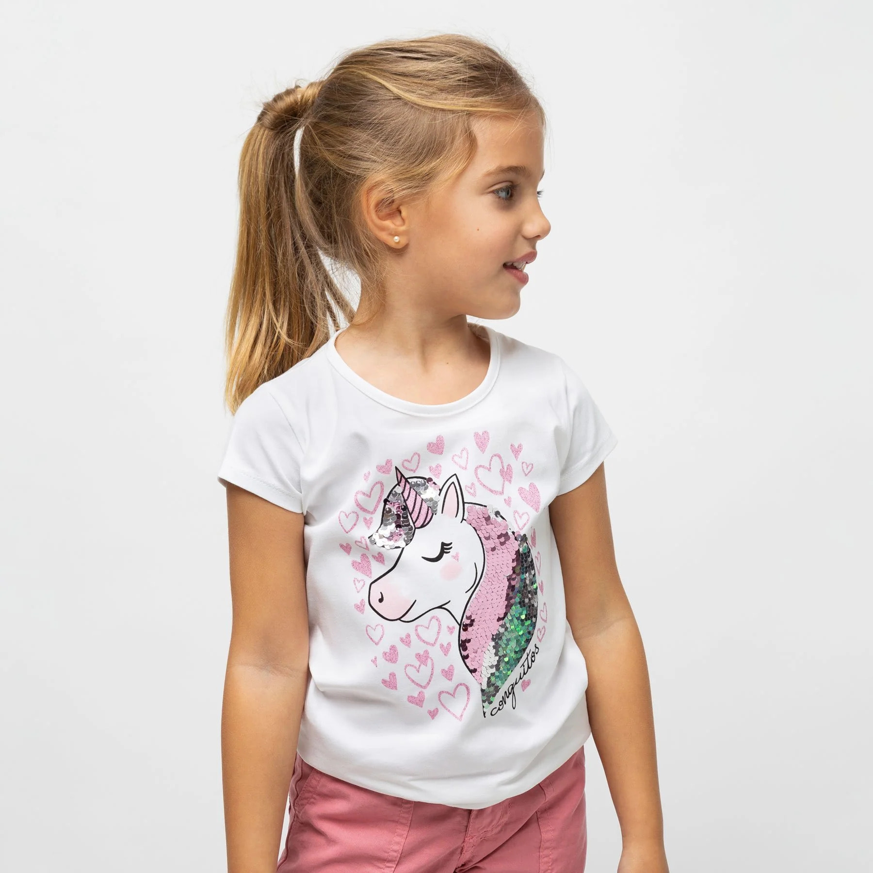 Camiseta reversible con lentejuelas <<Unicornio>> para niña