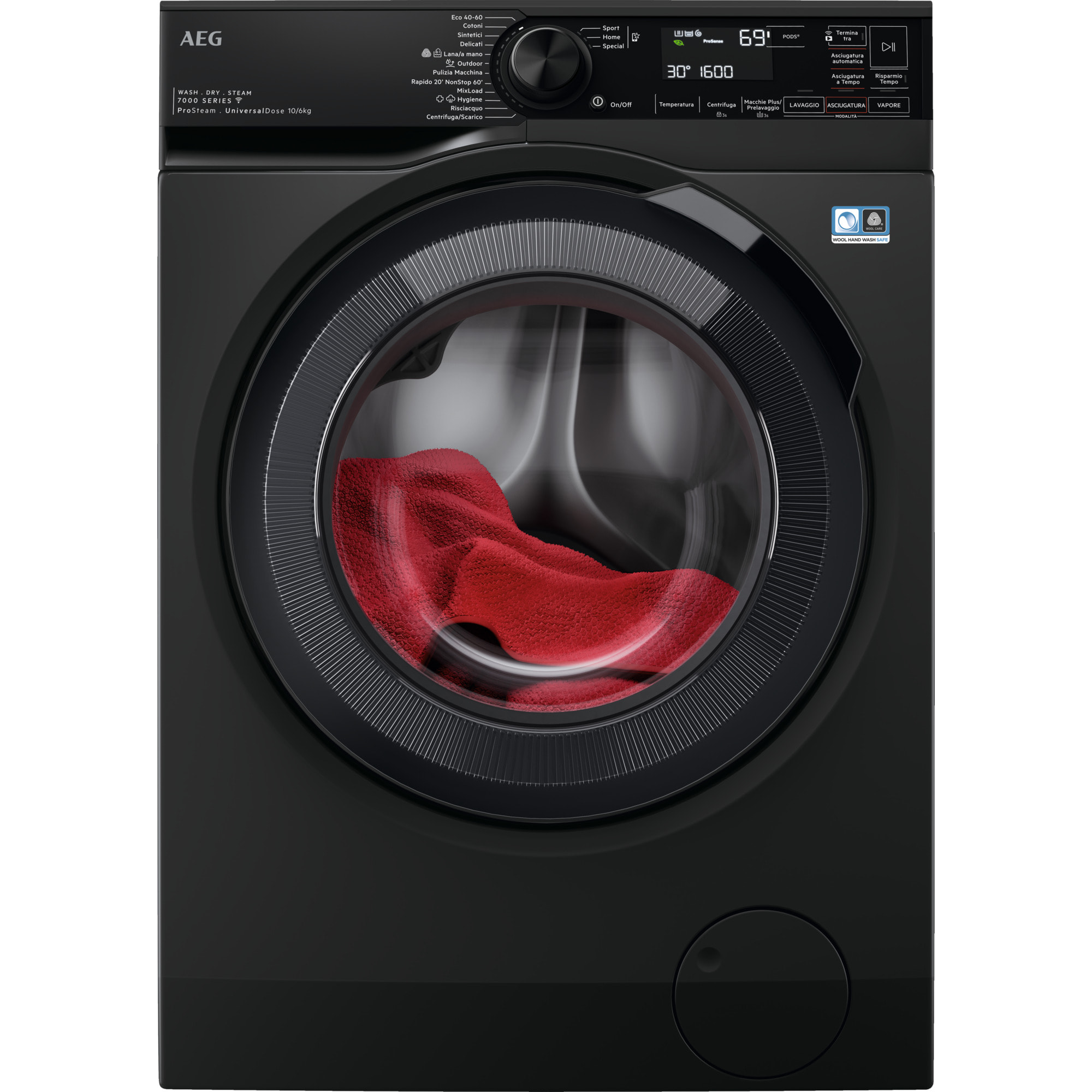 AEG Lavasciuga Kombi Serie 7000 ProSteam 10 kg LWR7BLACK