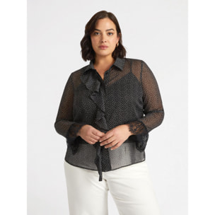 Fiorella Rubino - Camicia a pois con volants - Nero