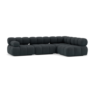 Ruby - canapé modulable d'angle droit 5 places en velours texturé - Noir