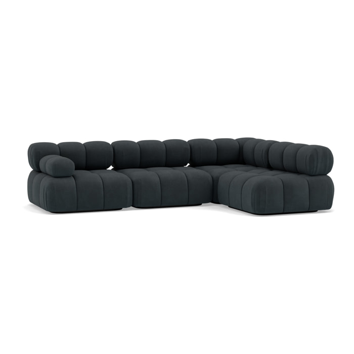 Ruby - canapé modulable d'angle droit 5 places en velours texturé - Noir