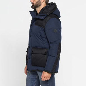 GIACCONE IMBOTTITO CON CAPPUCCIO COLOR BLOCK