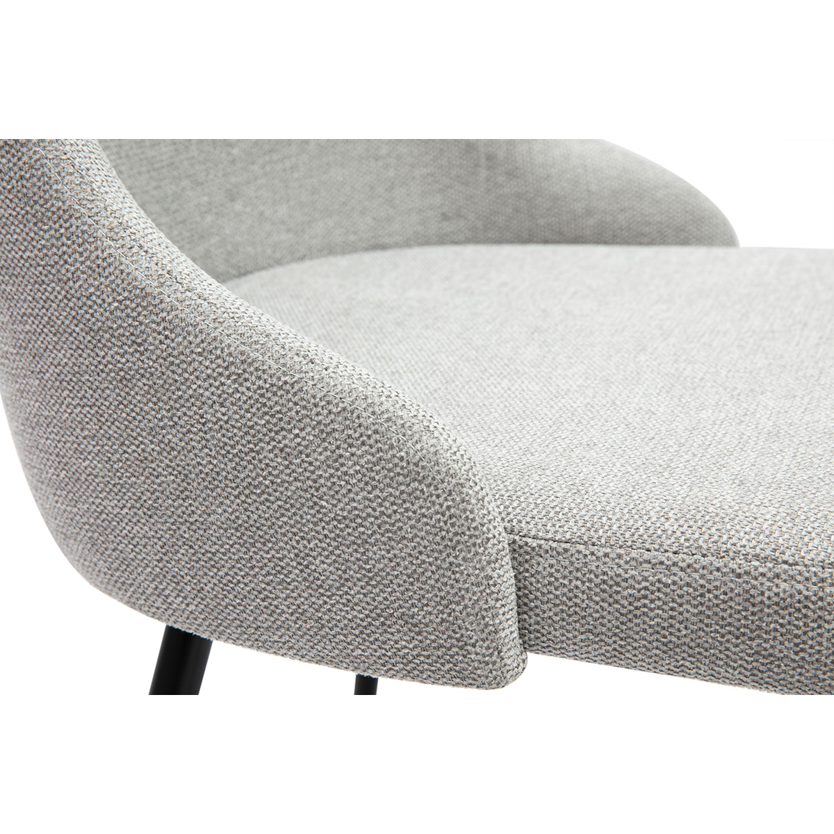 Chaises design en tissu effet velours texturé gris clair et métal noir (lot de 2) CULT