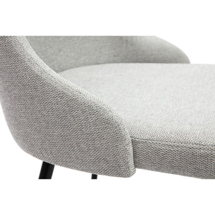 Chaises design en tissu effet velours texturé gris clair et métal noir (lot de 2) CULT