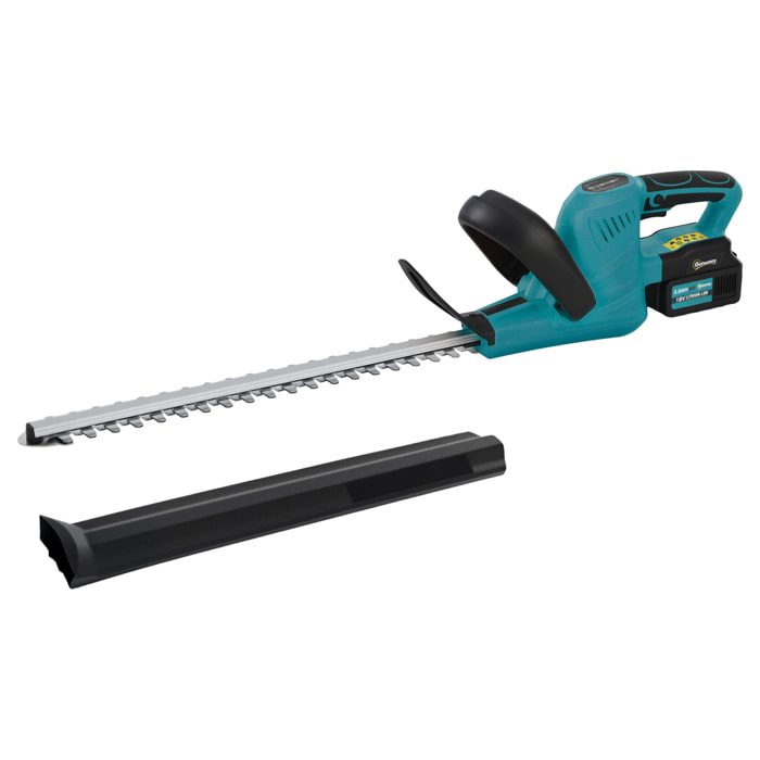 Taille-haies sans fil 18V 2 batteries 3 Ah fournies lame asymétrique double action 51 cm - kit complet bleu