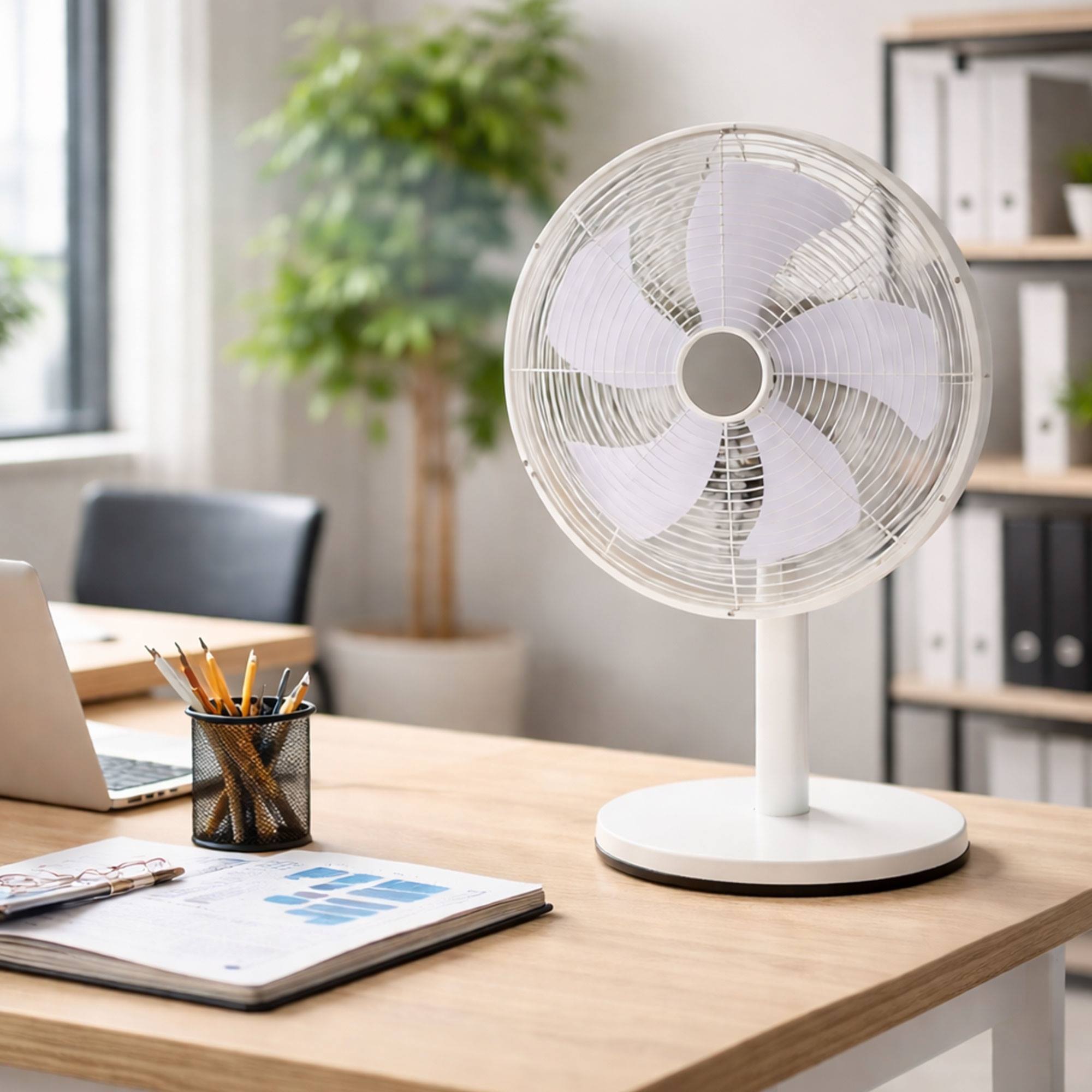 Well Home Ventilador de pie, Ø35cm, 35W, 3 velocidades, oscilación horizontal, 220-240V 50Hz, blanco mate