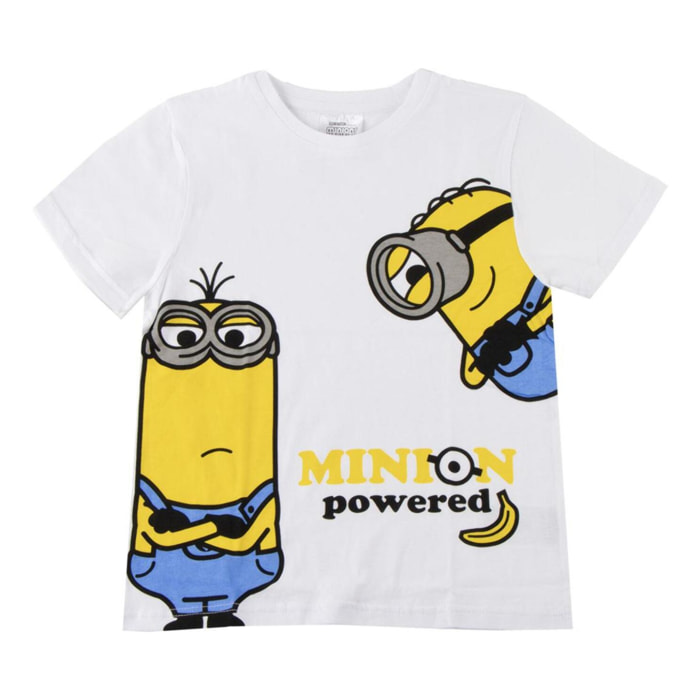 Camiseta Corta Single Jersey Minions - Color Blanco