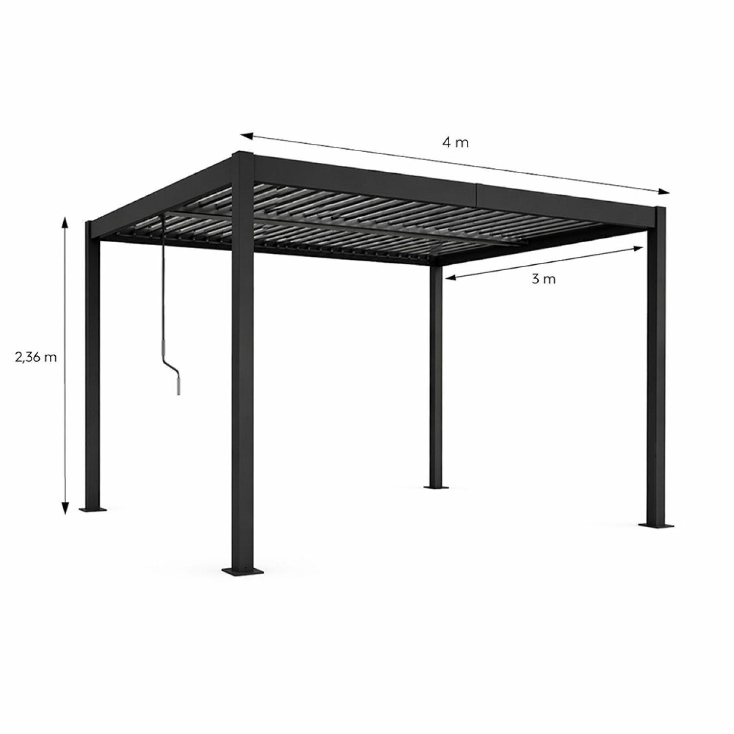 Pergola bioclimatique structure et lames orientables en aluminium noir 4x3m SOPRON