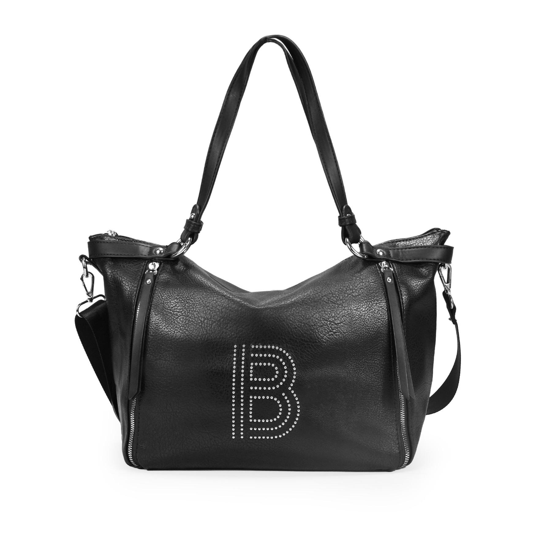 Bolso de hombro negro con tachas