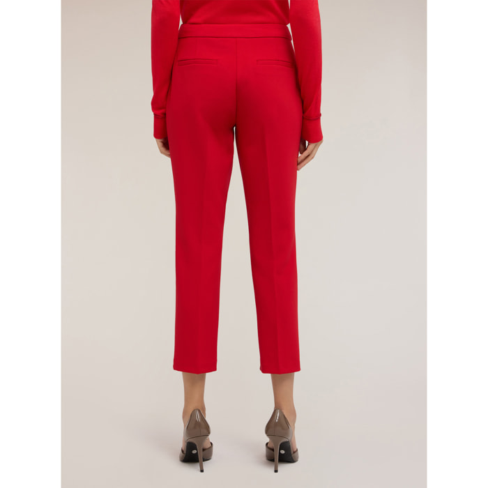 Motivi - Pantalones kick flare de poliéster y viscosa - Rojo