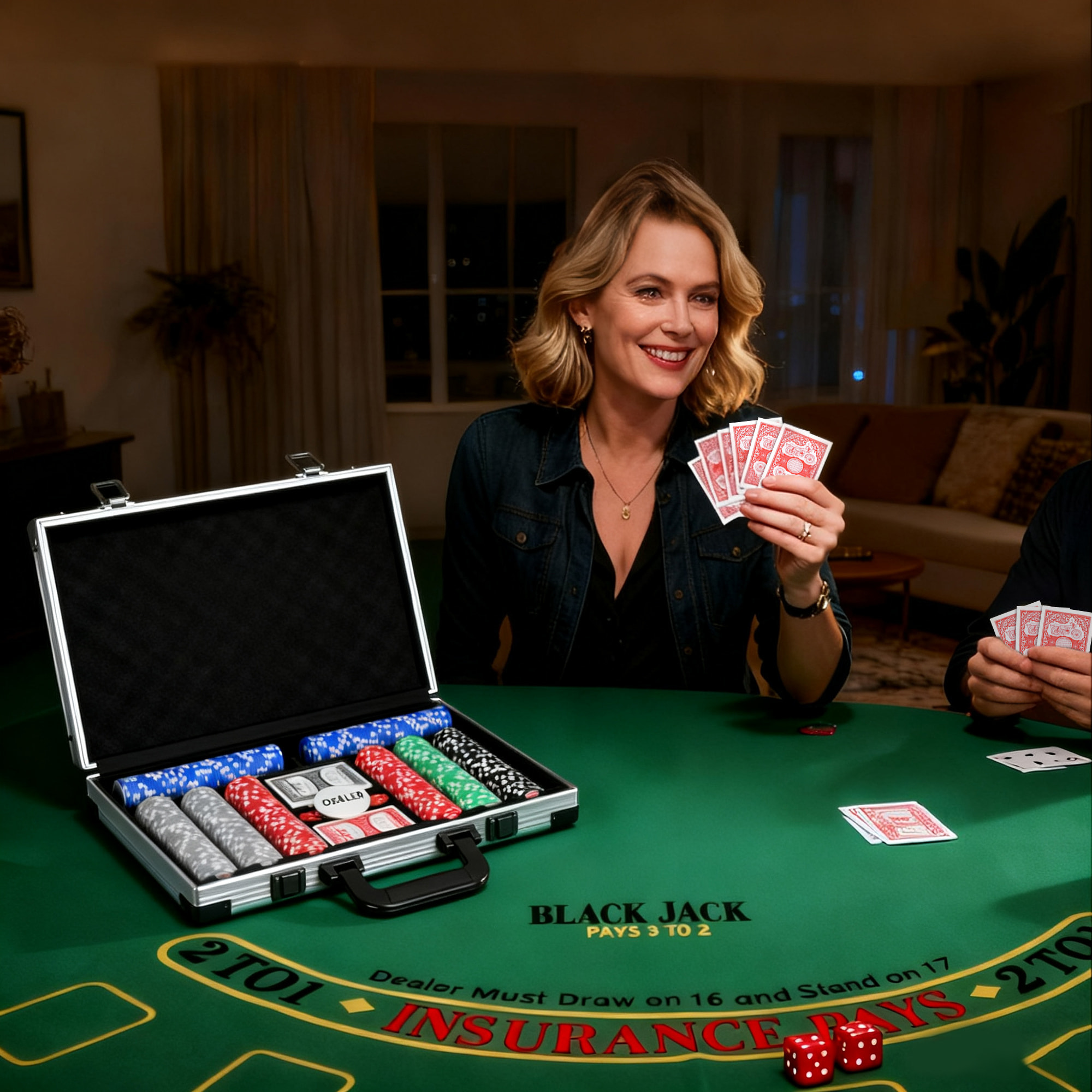 Mallette pro de poker 400 jetons 2 jeux cartes 5 dés bouton tapis alu