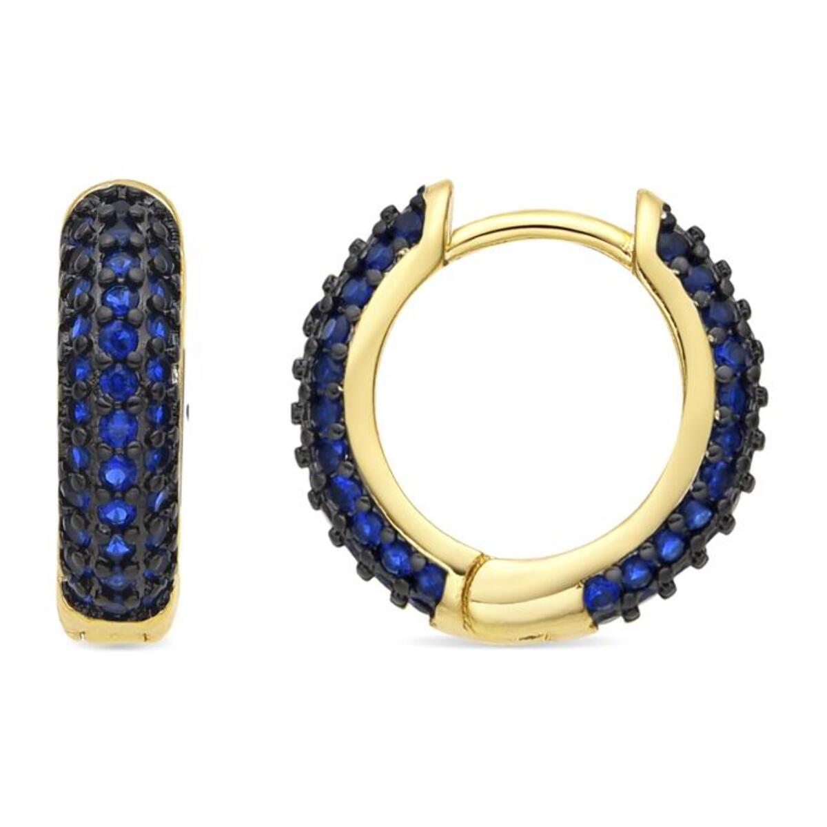 Pendientes acabado oro amarillo de 18k y Circonita Zafiro