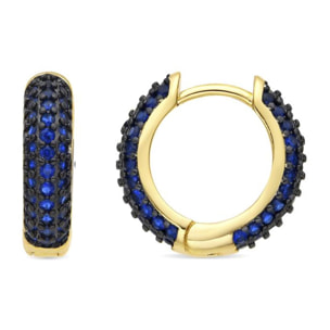 Pendientes acabado oro amarillo de 18k y Circonita Zafiro