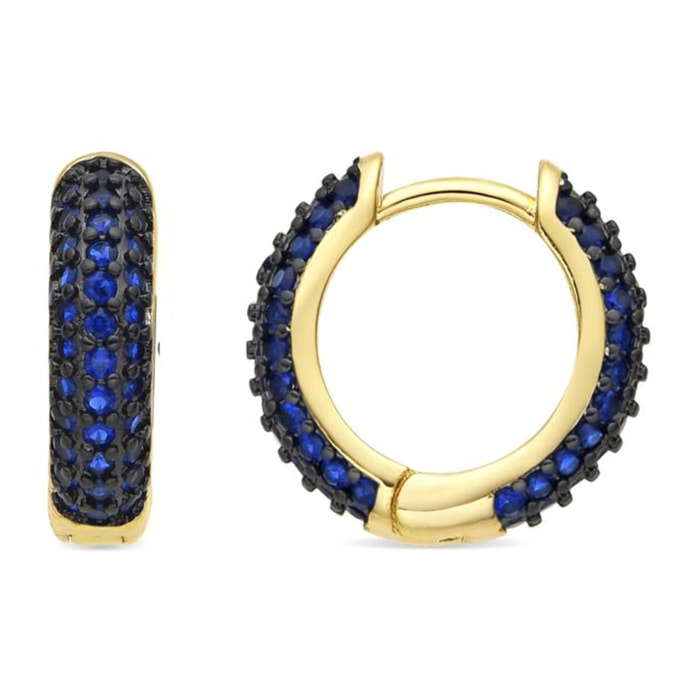 Pendientes acabado oro amarillo de 18k y Circonita Zafiro