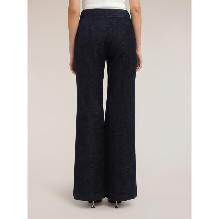 Motivi - Pantaloni palazzo in velluto liscio - Blu