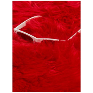 Authentique peau de mouton chaude et épaisse, teintée rouge