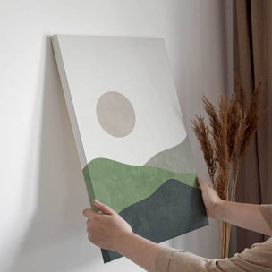 Tableau paysage abstrait collines vertes Toile imprimée