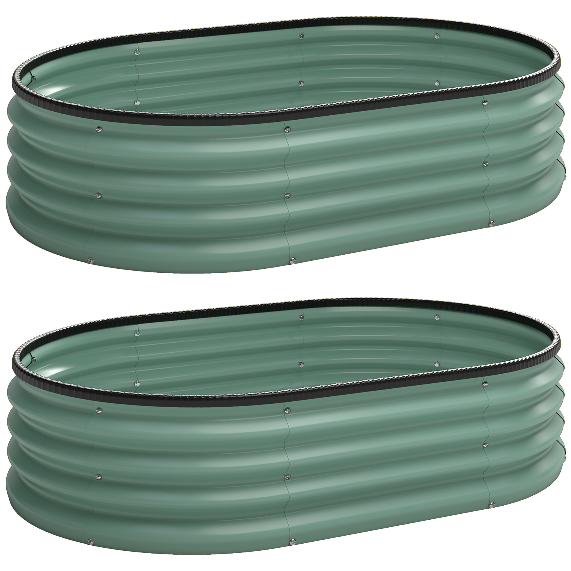 Lot de 2 carrés potagers de jardin - en acier galvanisé - modulaire - 135 x 90 x 30 cm - pour légumes, fleurs - vert