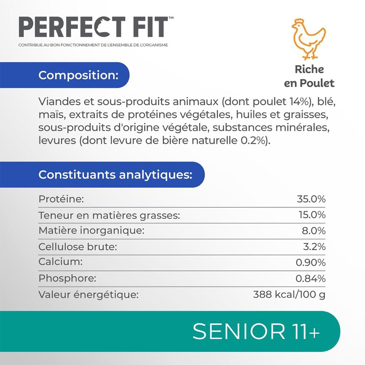 PERFECT FIT 11+ Croquettes Riche en Poulet chat senior stérilisé 1,4kg