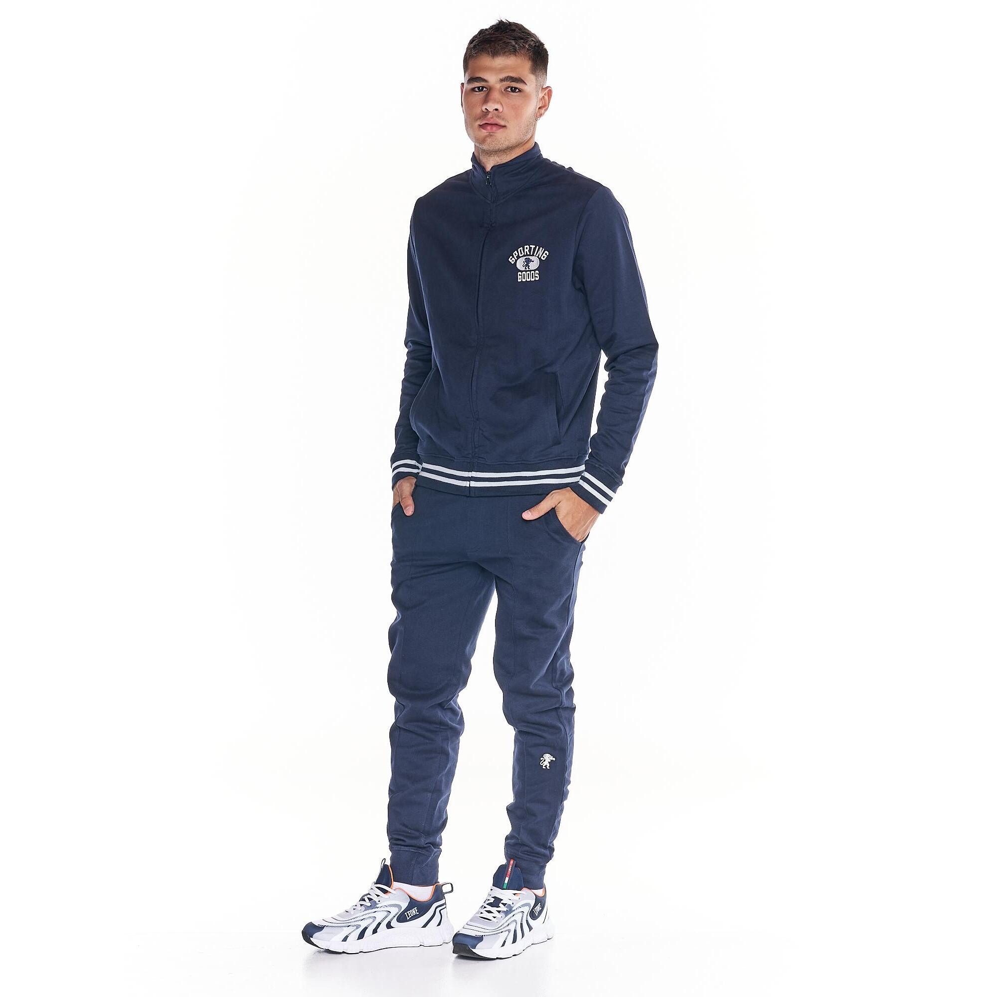 Chándal universitario con cremallera completa y cuello alto para hombre