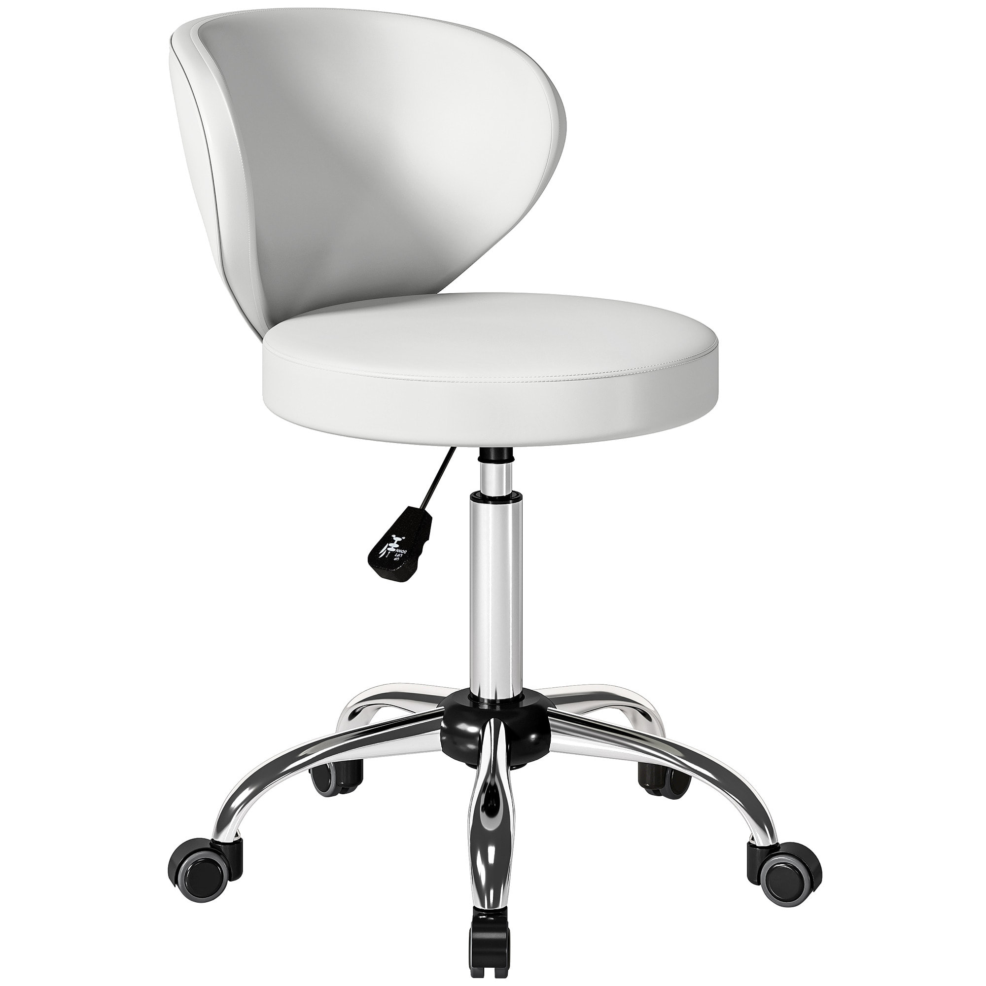 Tabouret de massage travail pivotant réglable 51-66H cm dossier ergonomique blanc