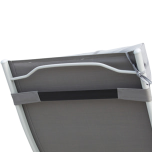 Tumbona Plegable de Jardín con Respaldo Ajustable en 7 Posiciones Terraza Gris