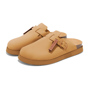 Sandalias Cerradas Vibe Clog Mujer Cierre Hebilla Tan