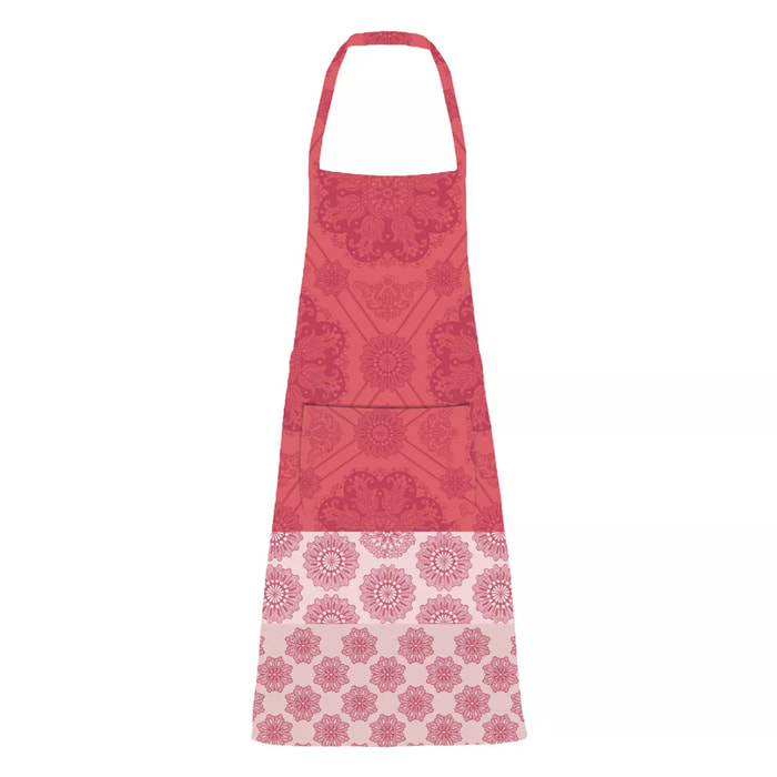 Tablier Mille rosaces framboise enduit imperméable