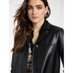 Elena Mirò - Chaqueta boxy en tejido revestido - Negro