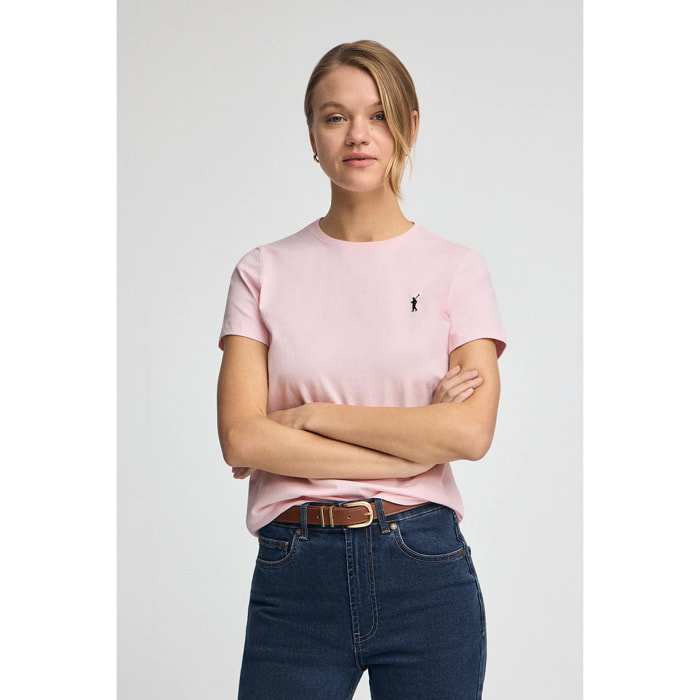 Camiseta rosa de manga corta con bordado Rigby Go