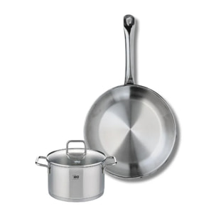 Ensemble de 1 Poêle de cuisson 24 cm et 1 faitout 14 cm Elo Profi Citrin