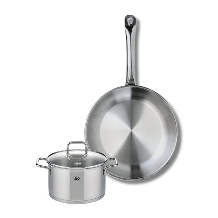 Ensemble de 1 Poêle de cuisson 24 cm et 1 faitout 14 cm Elo Profi Citrin