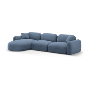 Canapé d'angle gauche modulable "Lucien" 4 places en velours blue jeans