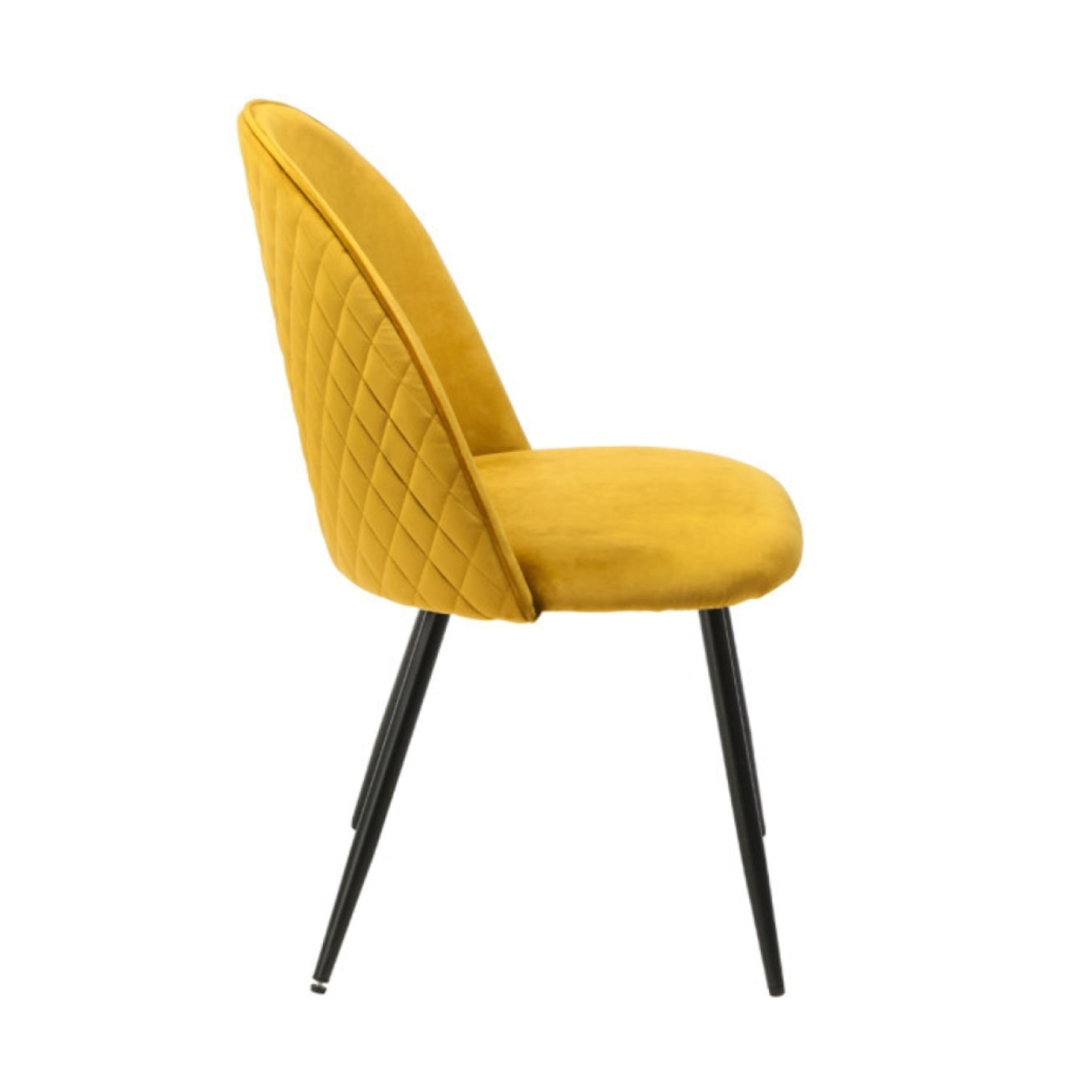 Chaise en velours dossier capitonné pieds métal Noir- SANSA