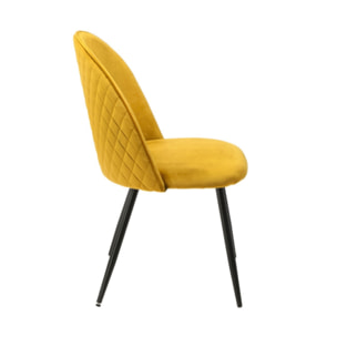 Chaise en velours dossier capitonné pieds métal Noir- SANSA