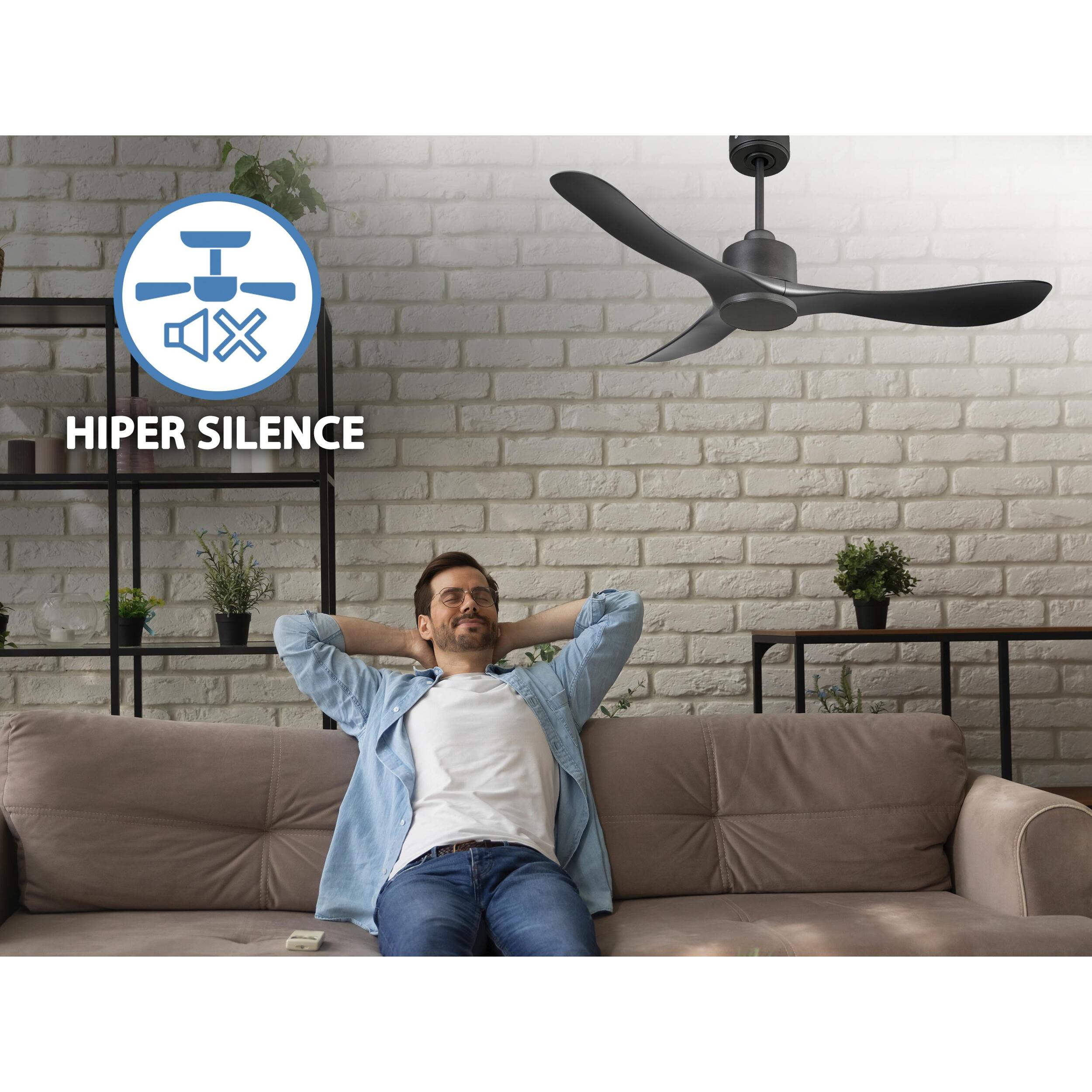 Ventilateur de plafond Réversible  Thermostat Wifi Moteur à courant continu Toits en pente Télécommande Hypersilence Mémoire