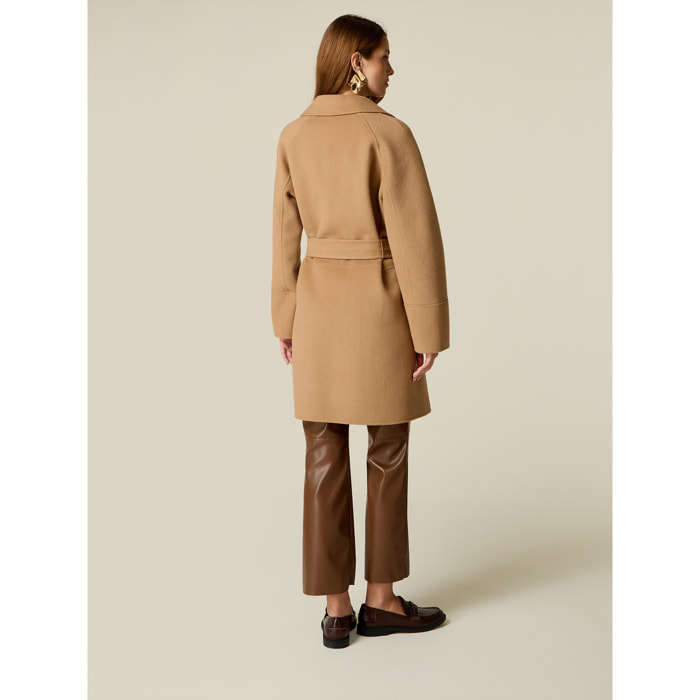 Oltre - Cappotto misto lana con cintura - Beige