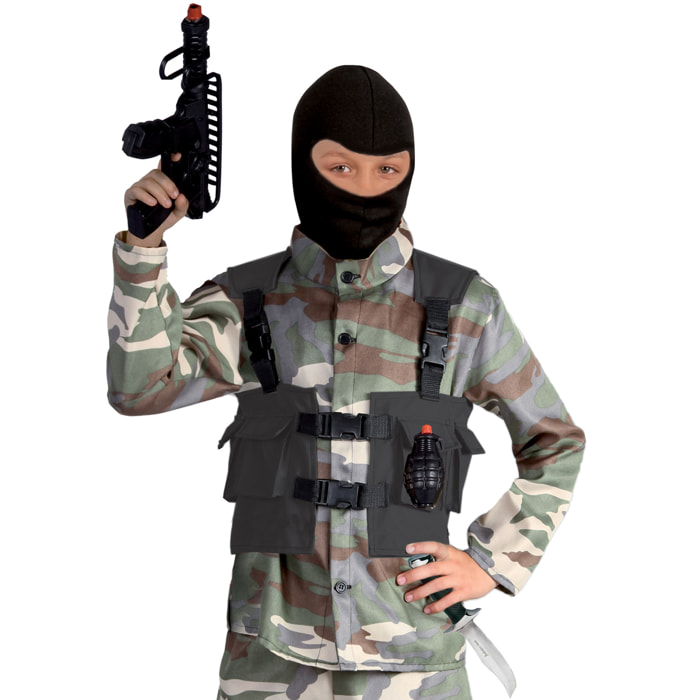 Costume Carnevale Militare Desert Attack Con Kit Armi Bambino
