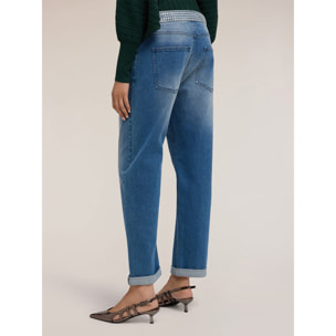 Motivi - Jeans boyfriend con cintura de joya - Azul