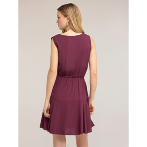 Motivi - Vestido flare en viscosa con cinturón trenzado - Violeta