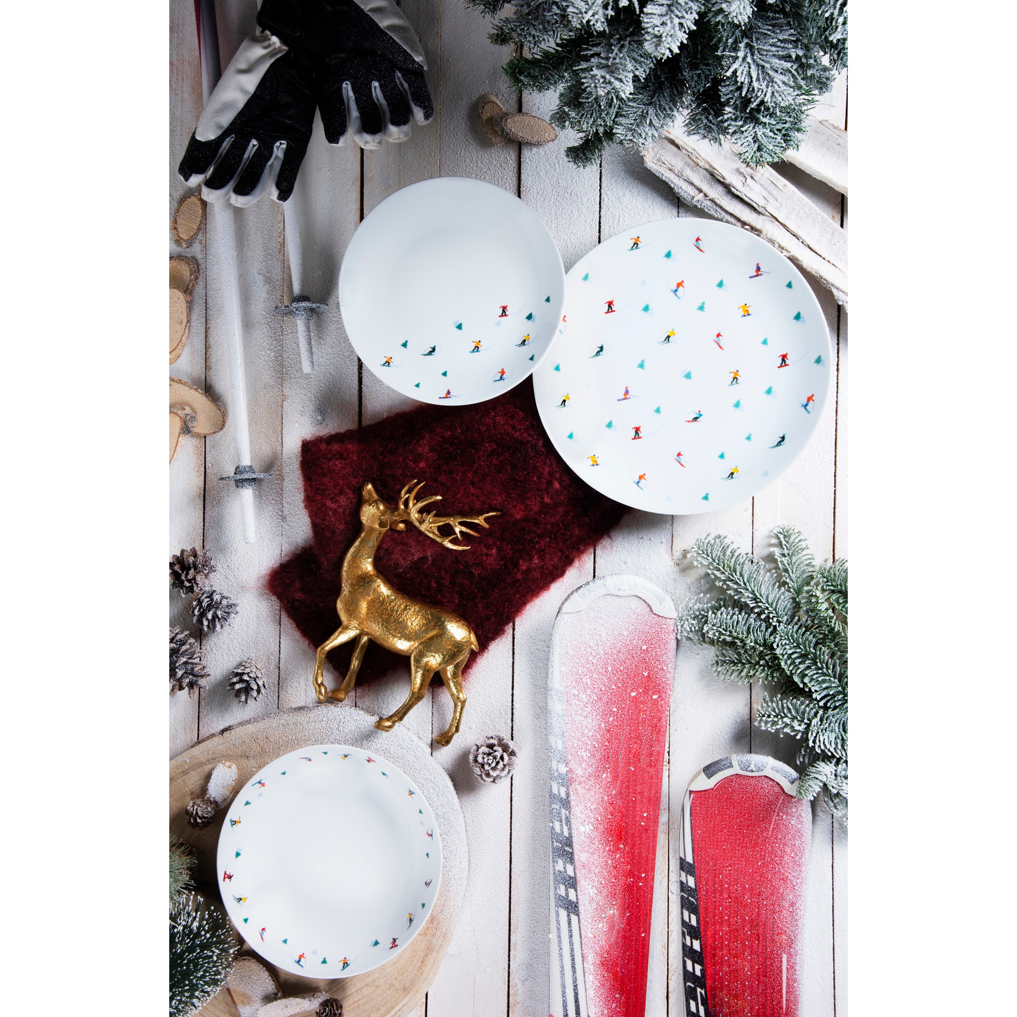 Service 18 assiettes Excelsa Cortina, porcelaine, multicolore