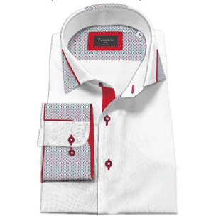 Camicia Uomo Italiano Slim Satin Unito Bianco
