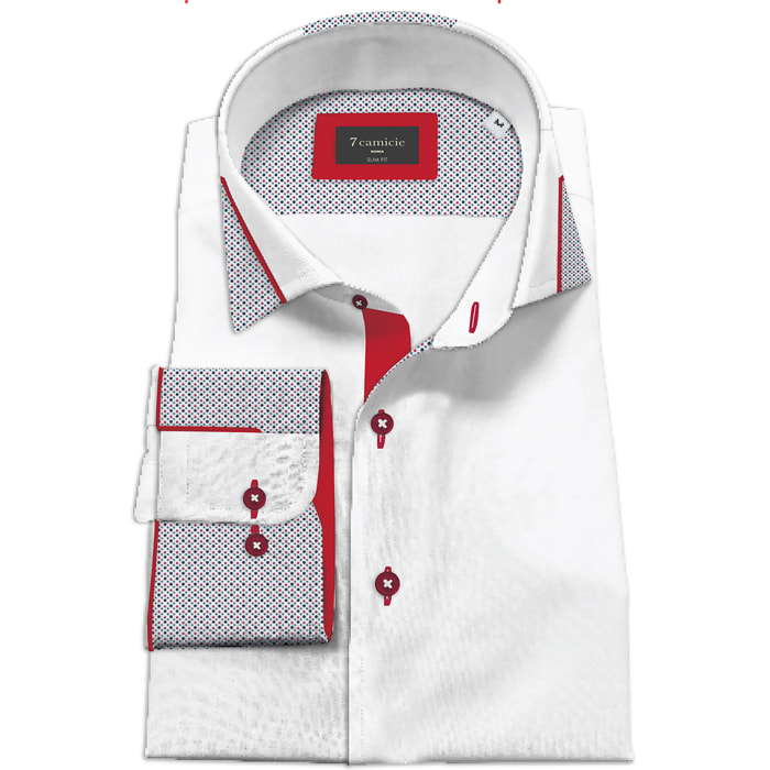 Camicia Uomo Italiano Slim Satin Unito Bianco