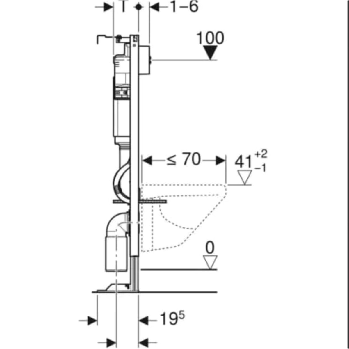 Duofix Bâti-support autoportant pour WC suspendu, 112 cm, avec réservoir à encastrer Delta 12 cm (457.565.00.3)